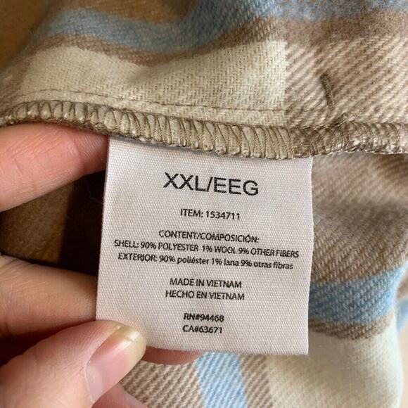 HFX Shirt Jacket Womens XXL 2XL Wool Blend Flannel Check Snap Button Shacket - Picture 14 of 16